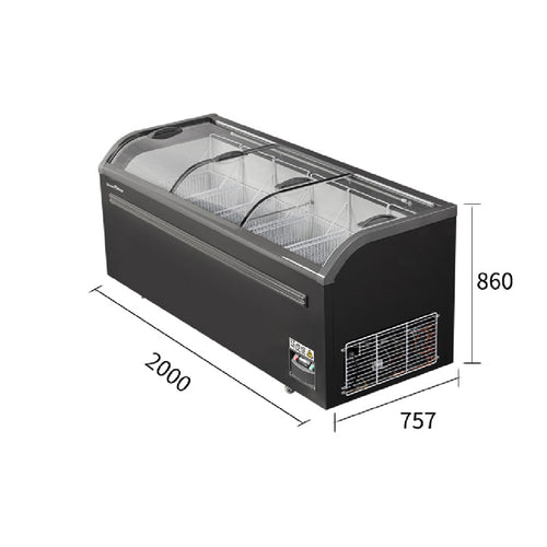 Island muzlatgichi SD/SC statik sovutish seriyasi - uchta toymasin eshik (qiyshiq)